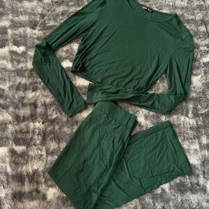Green Long Sleeve Two Piece Set